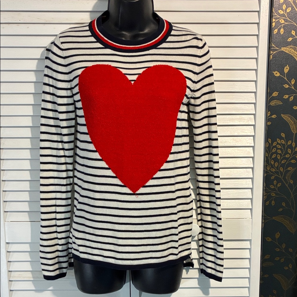 Christian Siriano Black and White Striped Sweater with Red Heart
